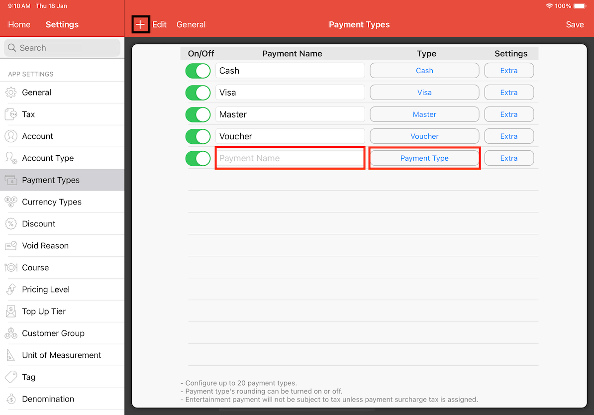 mobipos add entertainment payment types