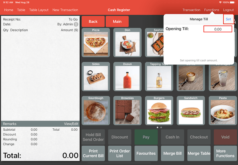 pos system manage till settings