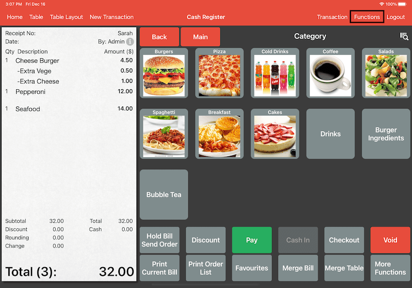 mobipos cash register functions