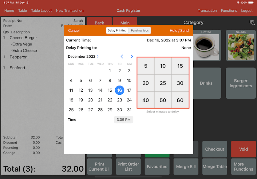 mobipos delay printing keypad