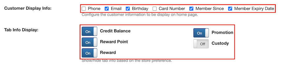 mobi-pos display information