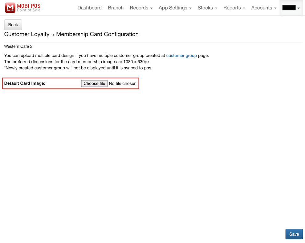 mobi-pos membership card configuration