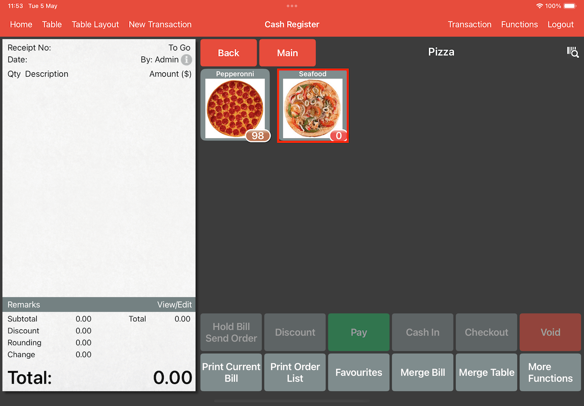 seafood pizza zero