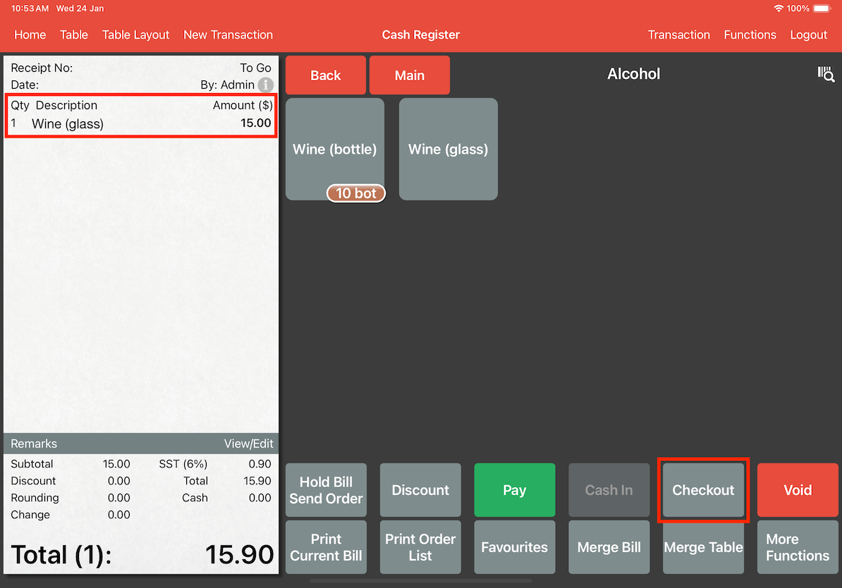 mobi-pos checkout