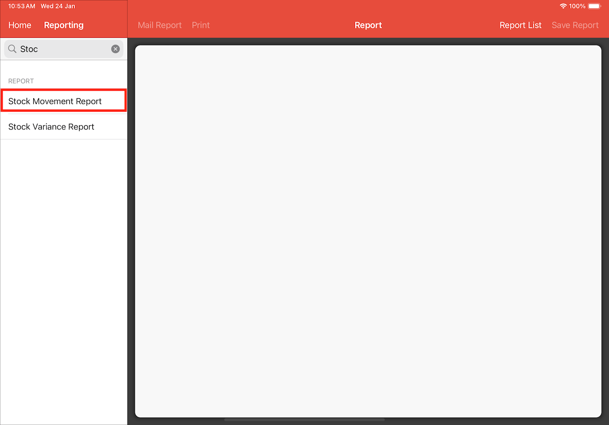 mobi-pos stock movement report page