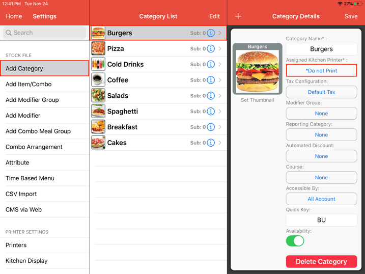 mobipos kitchen display system settings