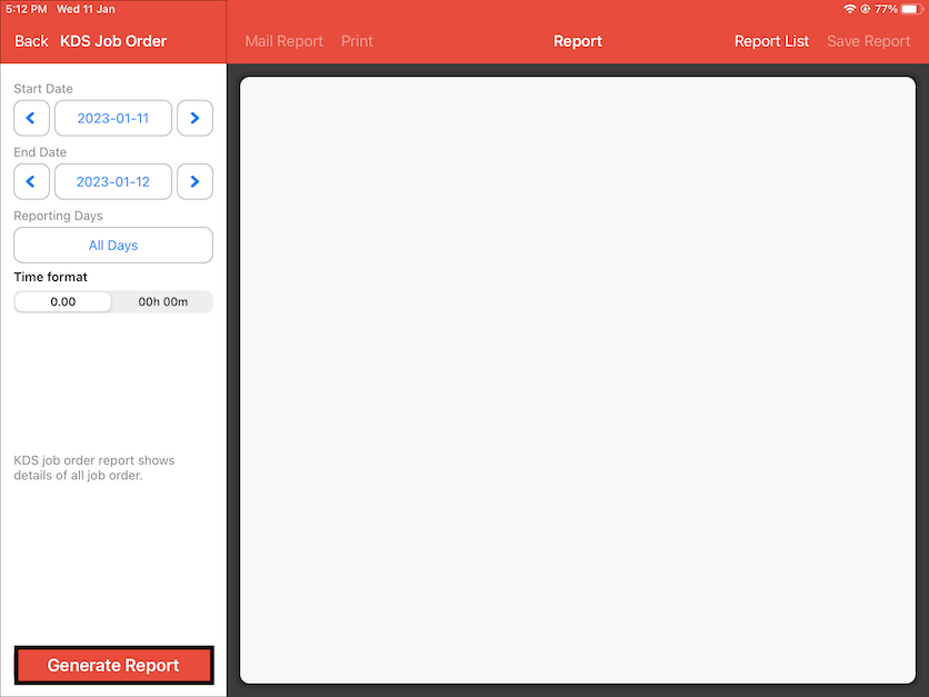 mobipos generate kds job order report