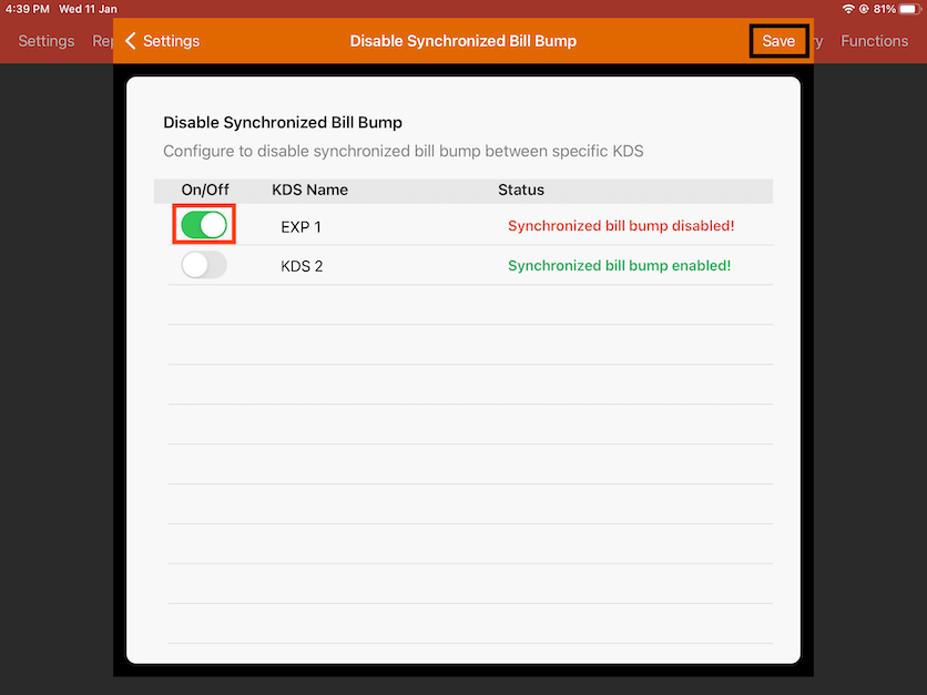 mobipos toggle on exp 1