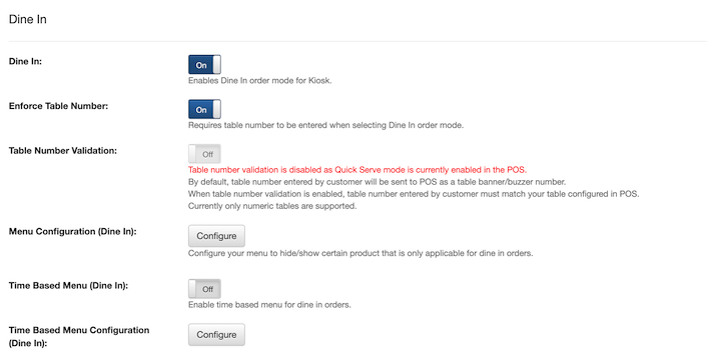 mobi pos kiosk configuration dine in