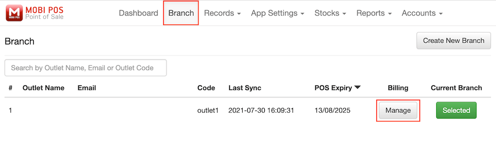 mobi pos manage billing