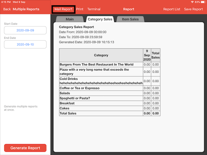 mail report mail settings