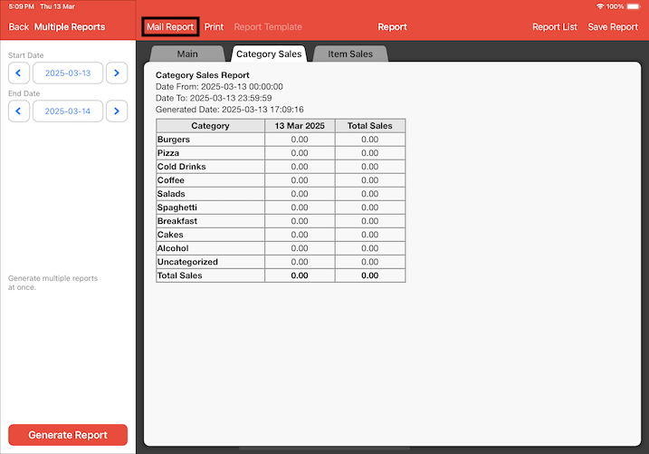 mail report mail settings