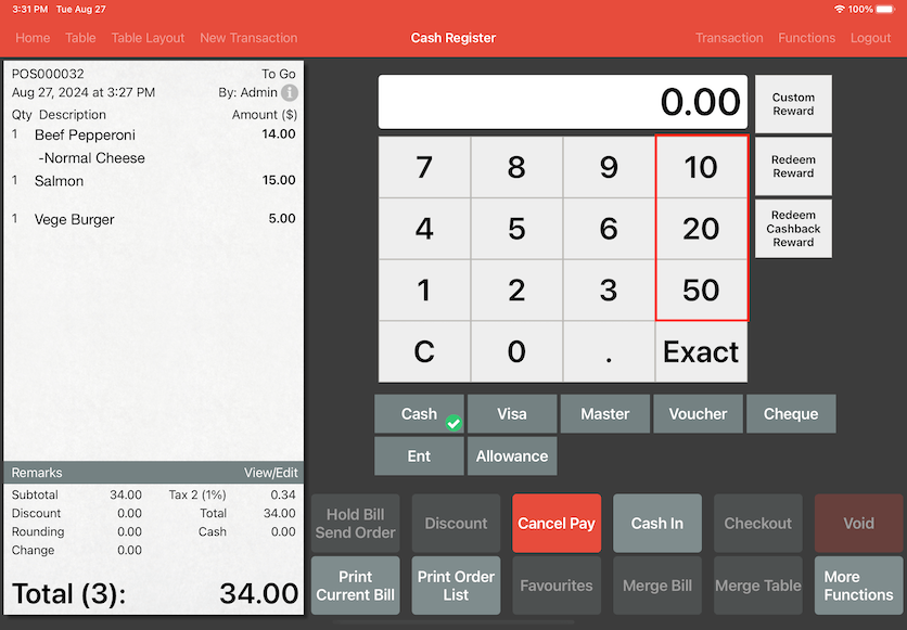 mobi pos checkout transaction