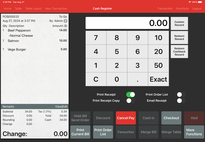 mobi pos checkout transaction