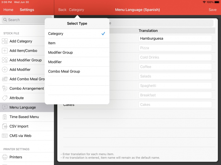 pos system change language to translate to