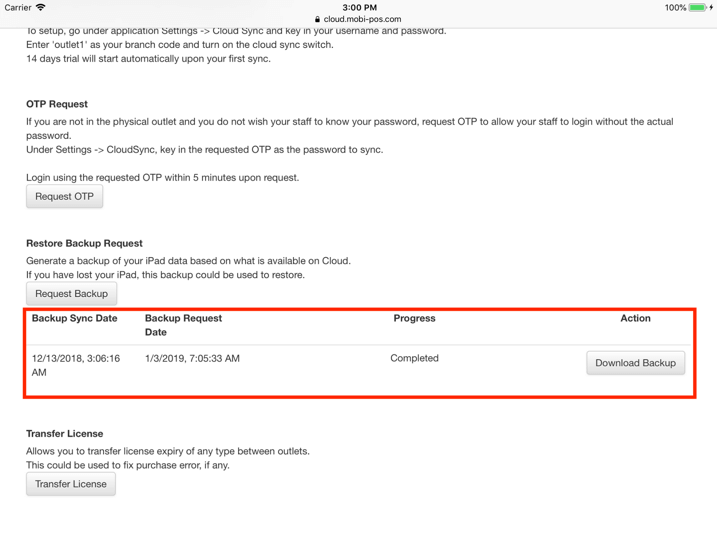 pos system cloud backup details settings