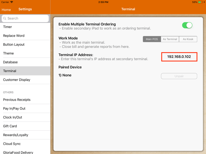 pos system 
changing printer ip address settings