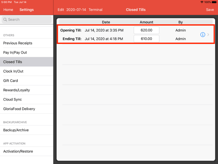 Mobi pos closed tills information