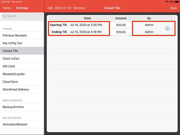 Mobi pos closed tills summary