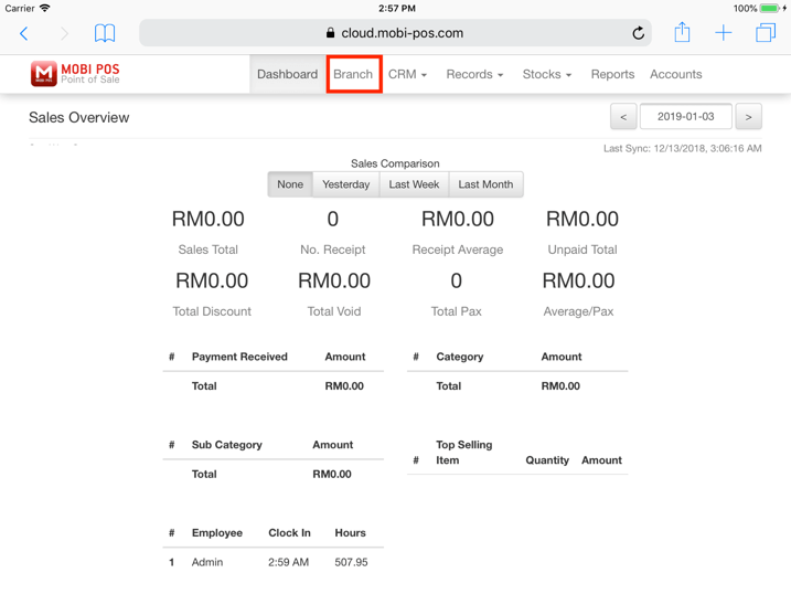 pos system cloud homepage settings