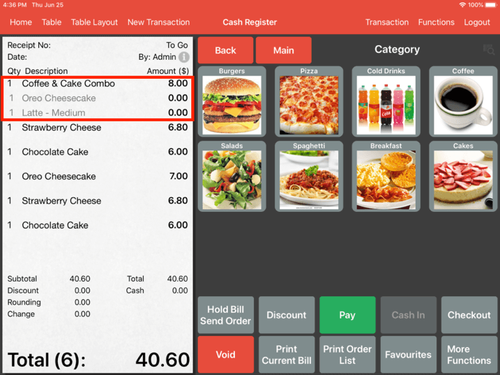 Mobi POS combo arrangement grouped