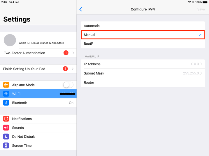 pos system configure ip manually settings