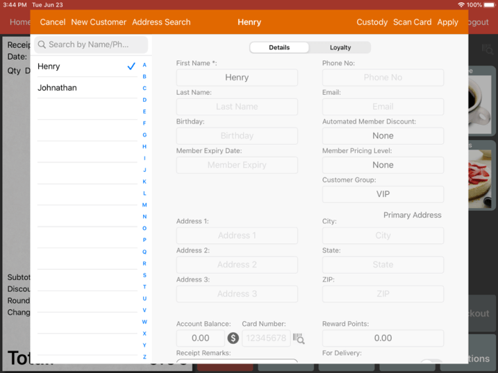 mobi pos customer group select customer2