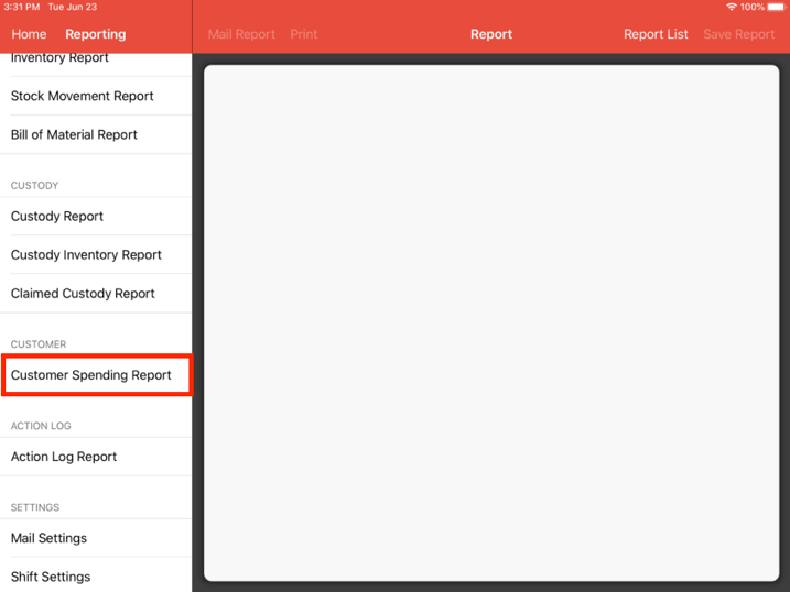 mobi pos customer group select spending report