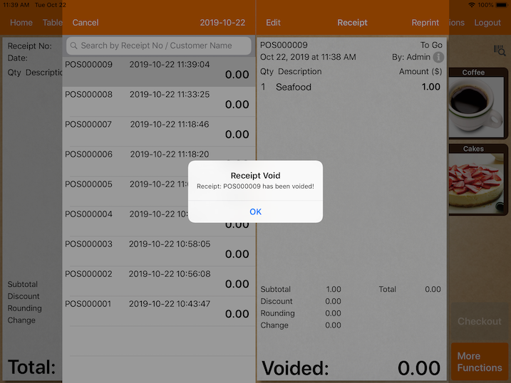 pos system dejavoo receipt voided