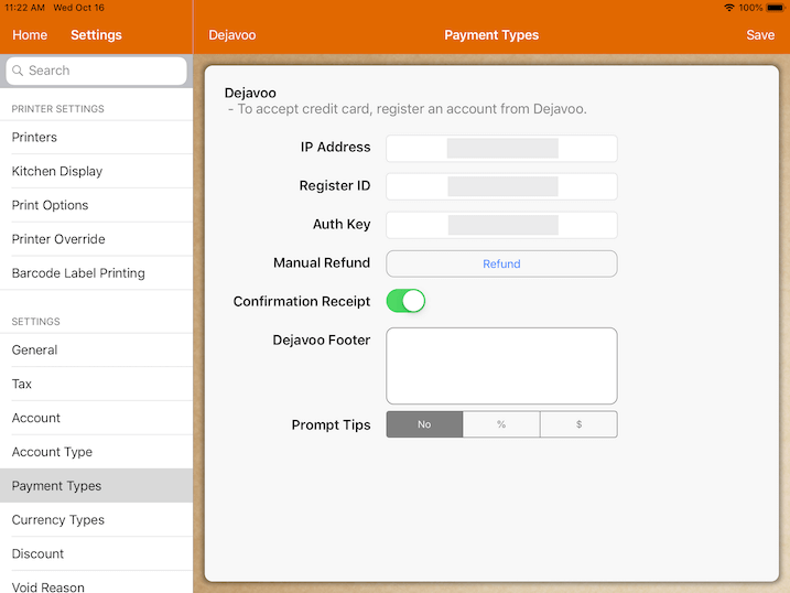 pos system dejavoo credentials