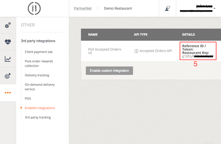 pos system GloriaFood authorization code settings