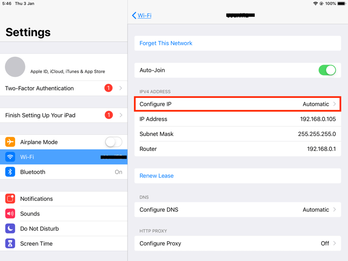 pos system ipad wifi configure ip settings