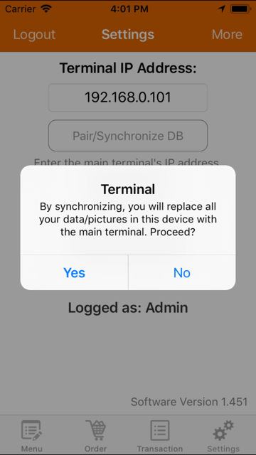 pos system iphone pairing alert settings