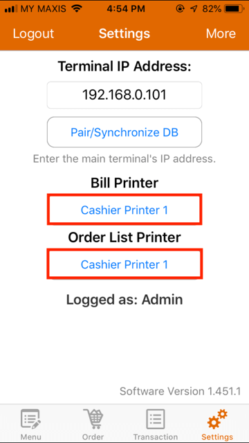 pos system iphone terminal setup settings