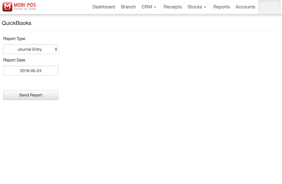 pos system QuickBooks send entry report settings