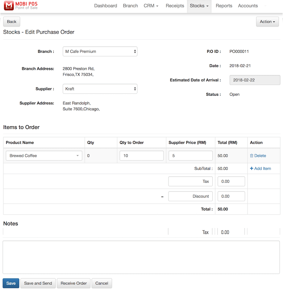 pos system receive order settings