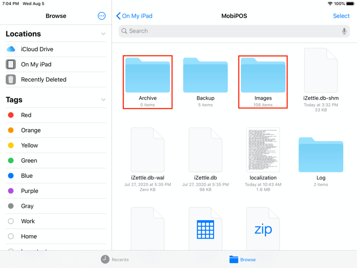 Mobi pos restore via files associated files