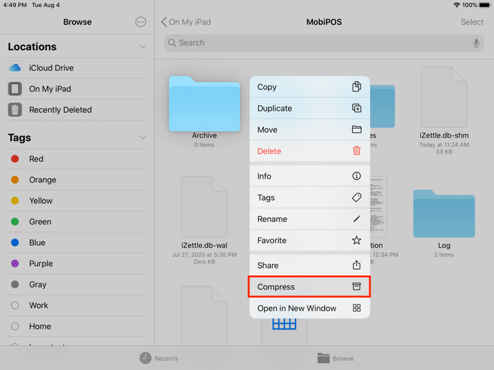 Mobi pos restore via files compress