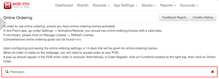 mobipos online ordering search