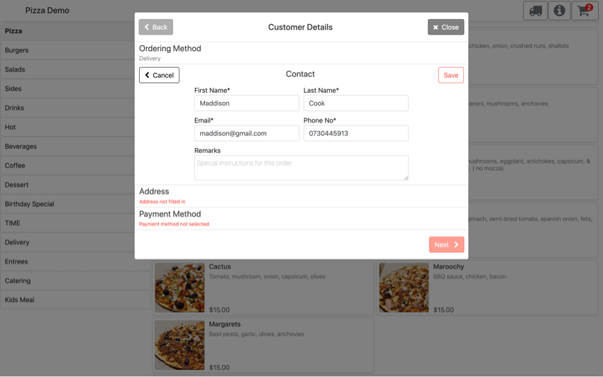 pos system customer details