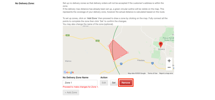 pos online ordering remove no delivery zones
