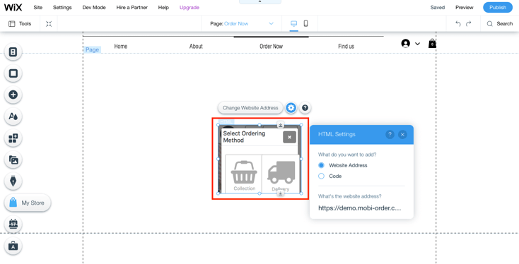 HTML iframe container added to page