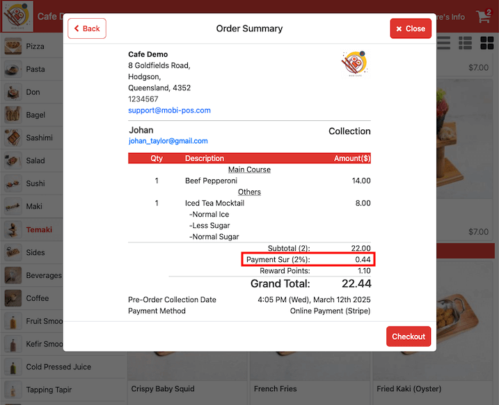 mobipos bill online payment surcharge details