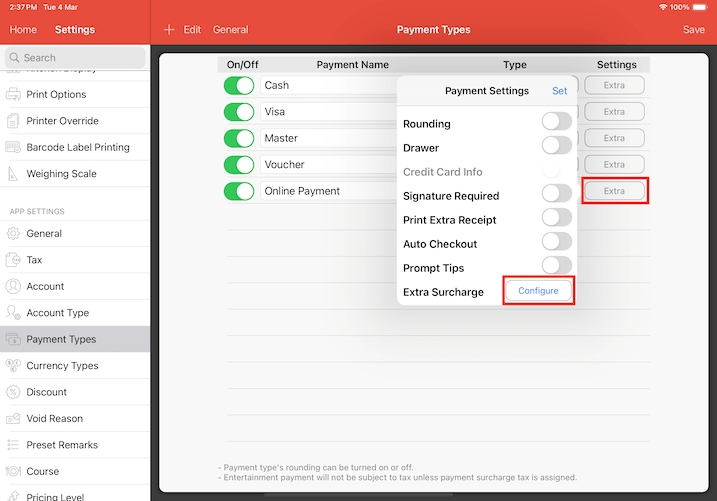 mobipos payment types payment settings configure