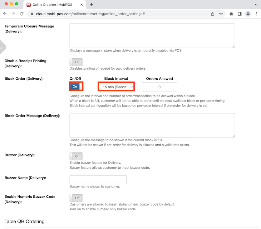 mobipos delivery block order