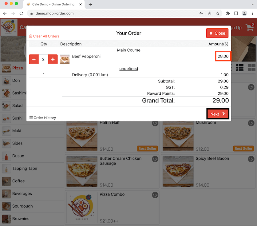 mobipos minimum order entitled