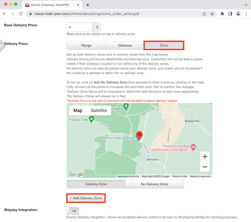 mobipos delivery price zone