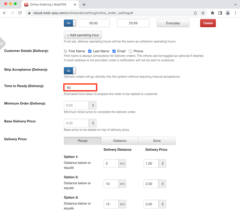 mobipos delivery time to ready
