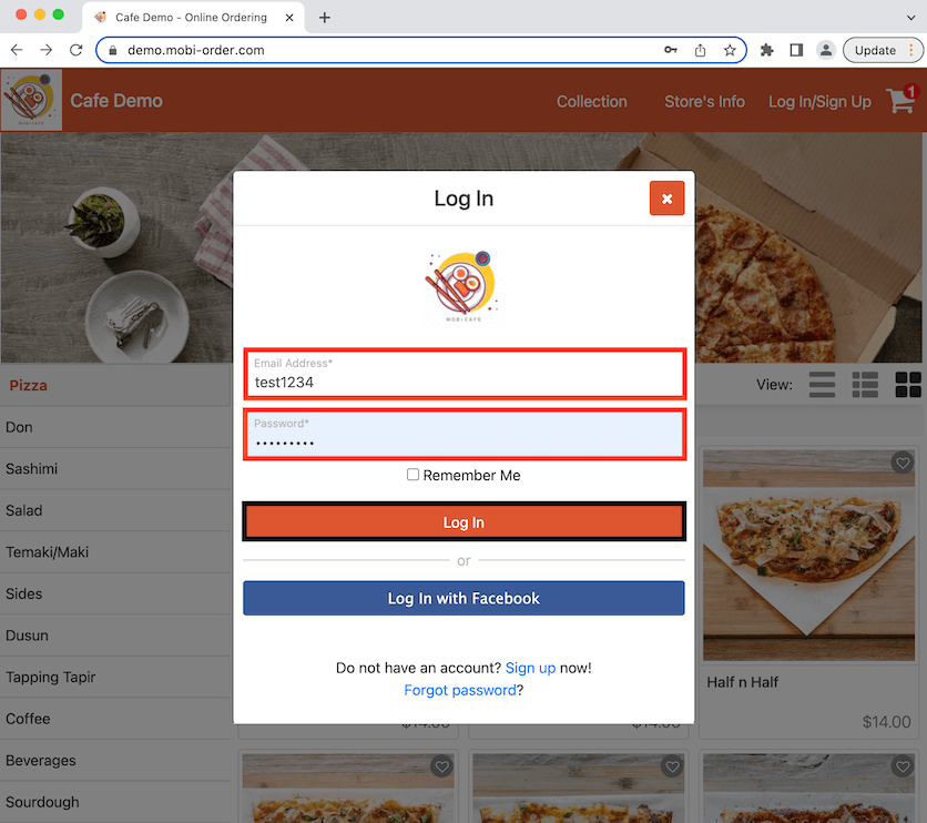 mobipos enter login details