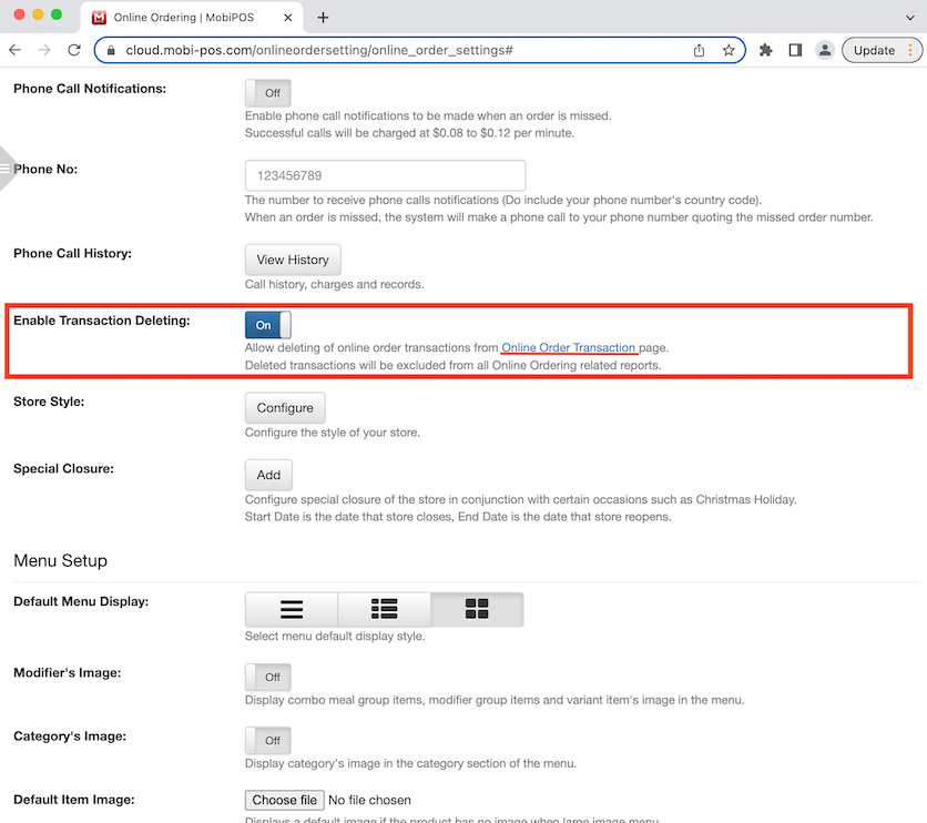 mobipos enabled transaction deleting